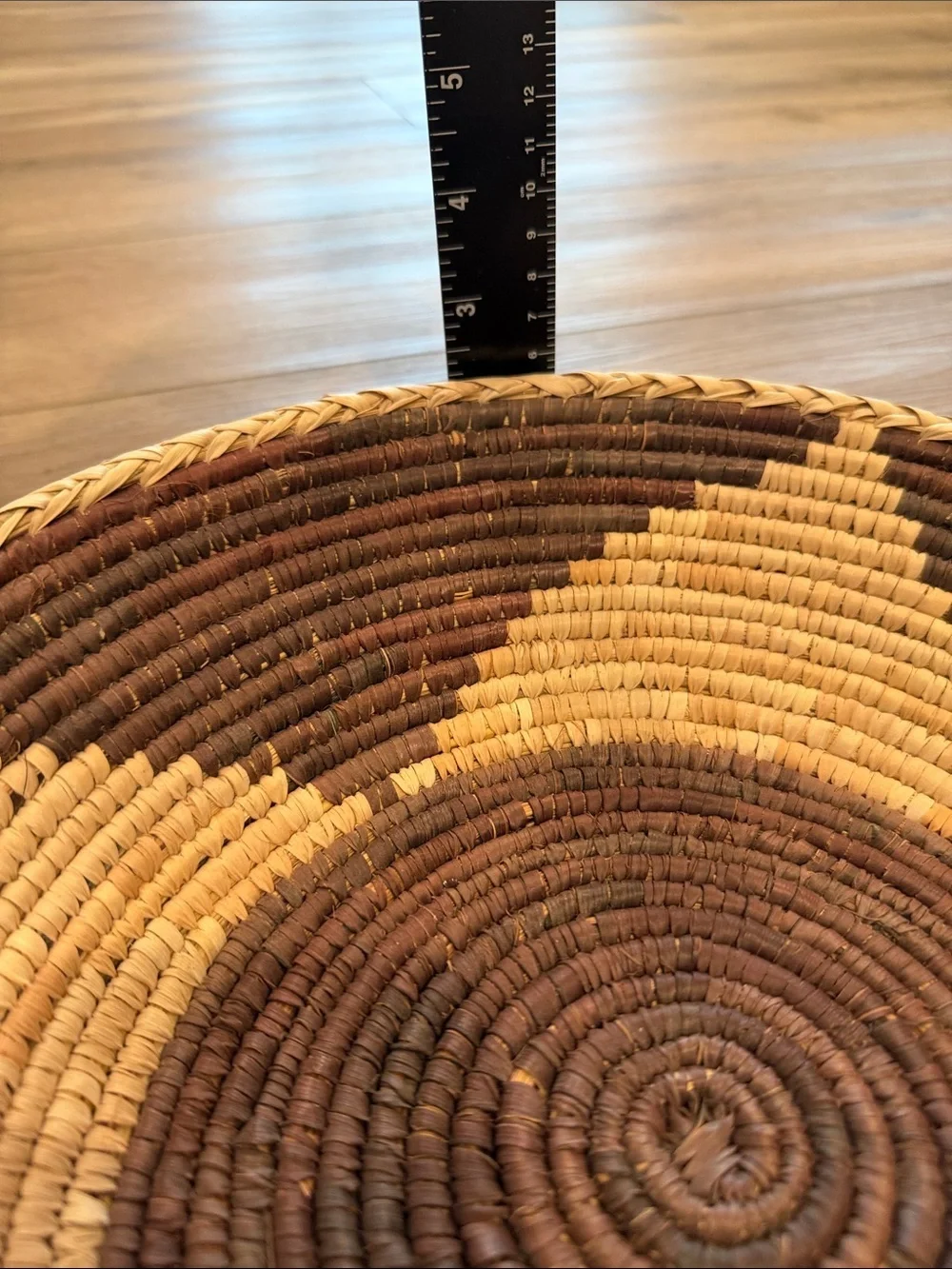 Handwoven Brown and Natural Decorative Basket Set. Tight Weave. Set of 5.